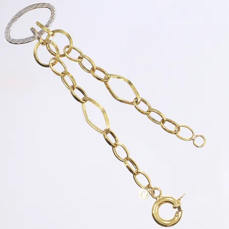 Armband, 18cm, bredd 5-12mm, ihålig, något bucklig, vitguld/rödguld 18K Vikt: 3,1 g