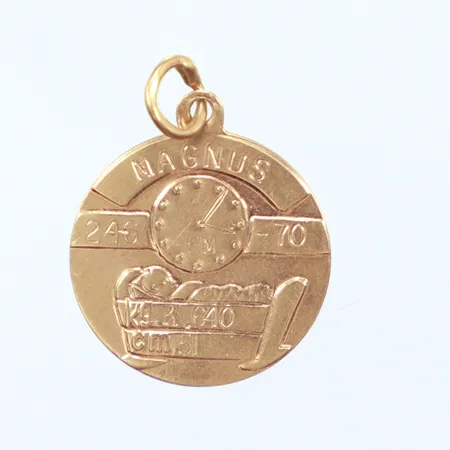 Hänge, bricka, gravyr, Ø14,5mm, 18K  Vikt: 1,3 g