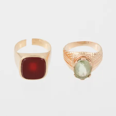 Ringar 2 st med stenar, defekta, 18k. Vikt: 20 g