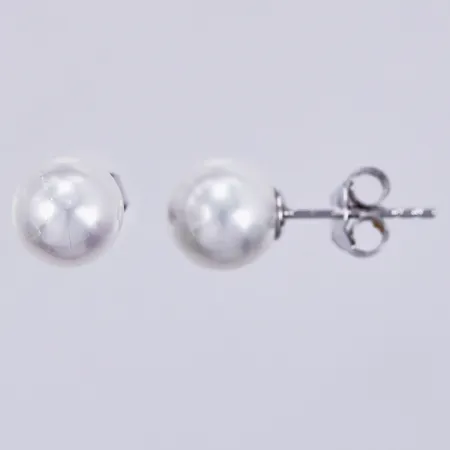 Ett par örhängen med imitationspärlor, Ø ca 8mm, udda stopp, silver 925/1000 Vikt: 2,1 g