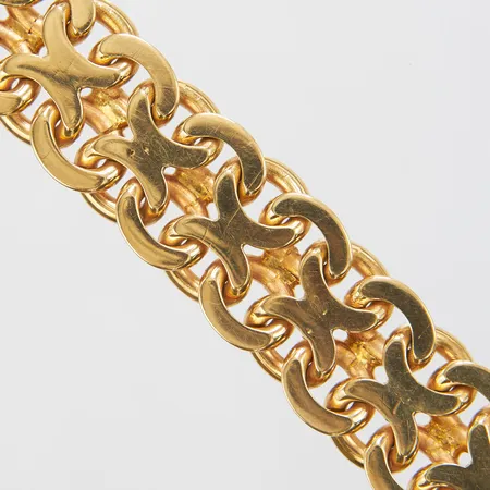 Armband X-länk, längd 21cm, Boliden, Stockholm 1955, bredd 18mm, 18K Vikt: 107,2 g