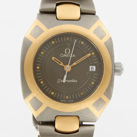 Damur Omega Seamaster Polaris, titan, quartz, boett ca 37x32mm, länk ca 14cm, går ej