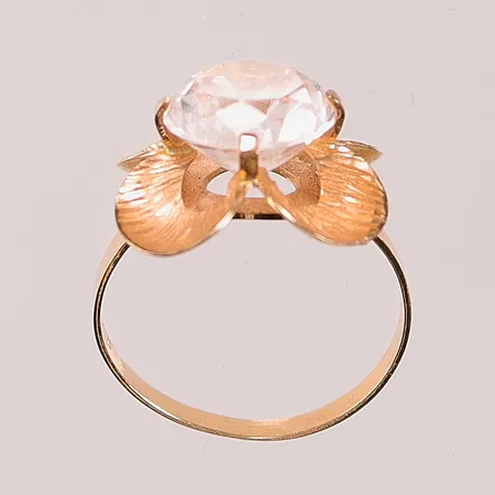Ring "blomma", Ø16, bredd:15mm, vit sten, 18K 2,9g.