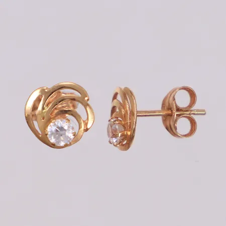 Örhängen, vita stenar, Ø7,5mm, stift, 18K Vikt: 0,8 g