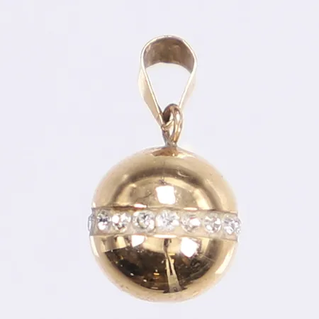 Hänge med vita stenar, 13x8mm, 18K Vikt: 0,5 g