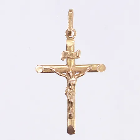 Hänge krucifix, 33x18mm inklusive ögla, 14K Vikt: 1,1 g
