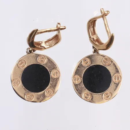 Ett par örhängen med emaljdetalj, 30x16mm, OBS ej märkesvara, 14K Vikt: 5,5 g
