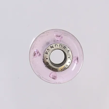 Berlock med glas, Ø15mm, bredd 8mm, tillv. Pandora, slitage, silver 925/1000 Vikt: 3,2 g