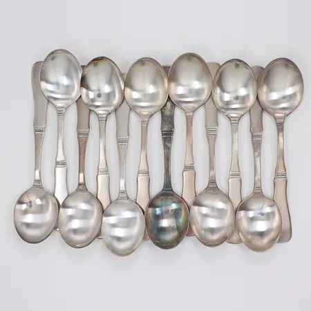 Tolv Kaffeskedar, modell Uppsala, 11cm, silver 830/1000 Vikt: 169,7 g