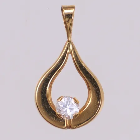 Hänge, vit sten, 20x12mm, 18K Vikt: 0,5 g