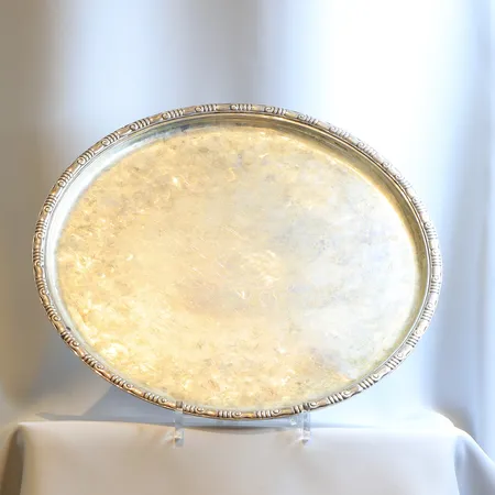 Silverbricka, Ø35,5cm, K Andersson, 1931, repig, Silver 830/1000 Vikt: 1011,2 g
