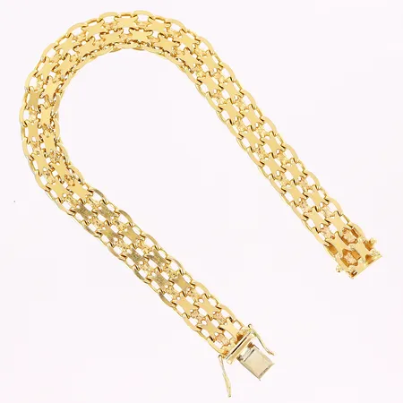 Armband X-länk, 18,5cm, bredd 9mm, låstunga i metall, 18K Vikt: 21,4 g