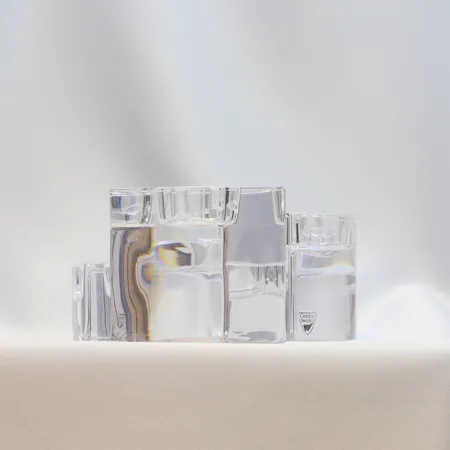 Fyra ljuslyktor "Quartet" HELENE KRANTZ för Orrefors, höjd: 45mm, 60mm, 75mm, 90mm Skickas med postpaket.