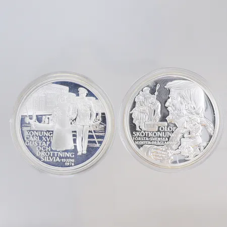 2st Minnesmynt Kungariket Sverige Ø36mm, Olof Skötkonung och Carl XVI Gustaf, silver 925/1000 Vikt: 53,2 g