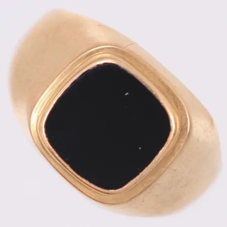 Klackring, onyx, stl 18¾, bredd: 3,2-12,6mm, skev skena, 18K Vikt: 3,6 g