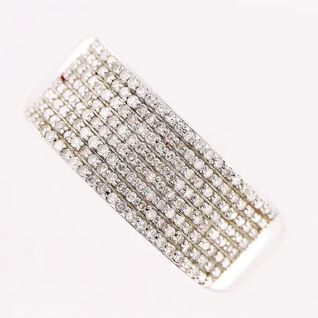 Ring, 8/8 slipade diamanter 184 x ca 0,005ct, stl 21, bredd 2-8,5mm, GHA, vitguld, 18K Vikt: 4,1 g