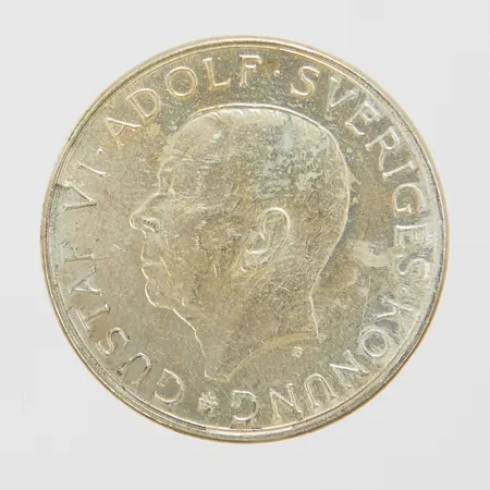 Mynt Gustaf VI Adolf, Sveriges Konung, 10kr Plikten framför allt, år 1972, Ø 32mm 830/1000 silver Vikt: 18 g