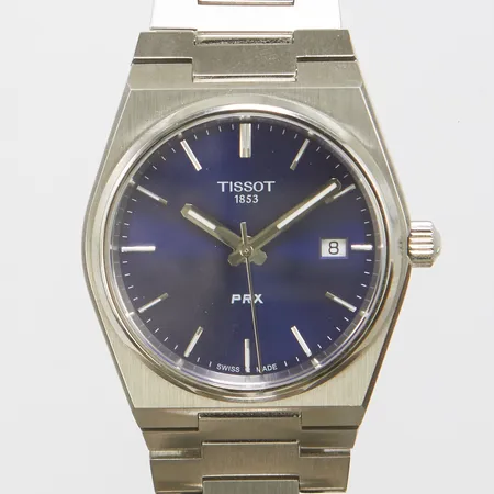 Herrur Tissot PRX, stål, quartz, Ø 36mm, ref: T137210A, srn: 2X7DQBBYJ, stållänk, safirglas, datum, stållänk, extra länkbitar, viklås, garantikort 2022, kvitto från Krons 2022, manual, box, ytterkartong.  