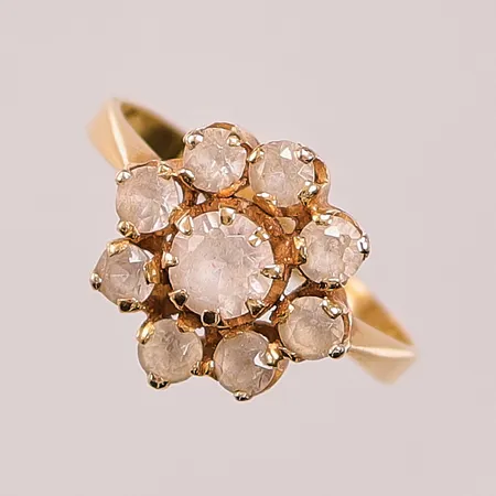Ring, Ø16¼, bredd:12mm, vita stenar, 18K 2,8g.