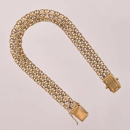 Armband x-länk med stav, 19cm, bredd:9mm, 18K 14,9g.