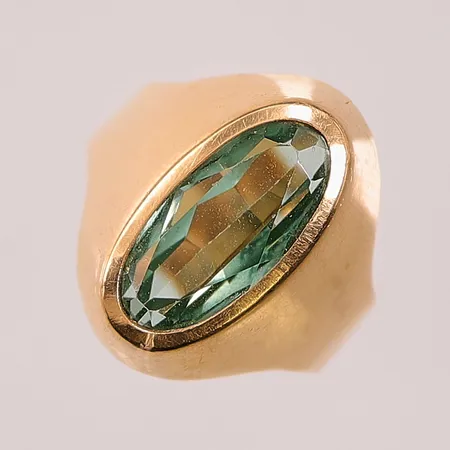 Ring, Ø17½, bredd:18mm, grön sten, 18K 5,5g.