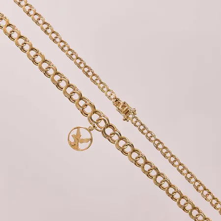 Collier, 40cm, bredd:4-8mm, defekt lås, 18K 17,7g.