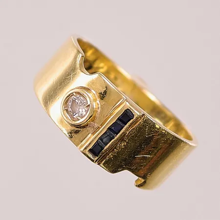 Ring, diamant ca 0,10ct, Ø16½, bredd:8mm, gravyr, 18K 5,2g.