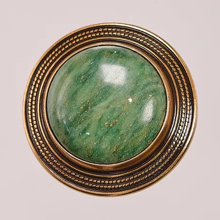 Brosch Kalevala Koru, 30mm, brons, grön sten.