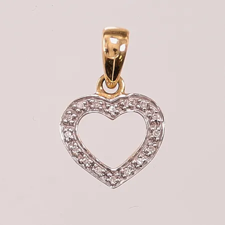 Hänge "hjärta", diamanter 16x ca 0,005ct, 20mm, 18K 1,5g.