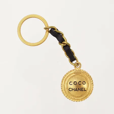 Nyckelring, Coco Chanel Paris, längd: 12cm, bredd: 10-34mm, nummer: 94P,  gulmetall/skinn, originalask