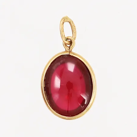 Hänge med röd-rosa sten, 18x11mm, 18K Vikt: 1,3 g