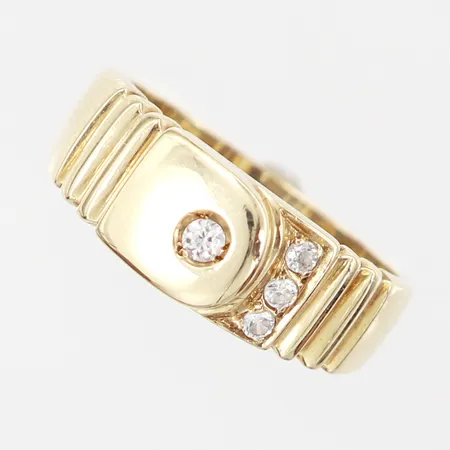 Klackring med sten, stl 19½, bredd: 3-8mm, 14K  Vikt: 5,5 g