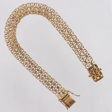 Armband, X-länk med stav, N S E Guldvaru Aktiebolag år 1994, 20cm, bredd 9,8mm, 18K Vikt: 13,6 g