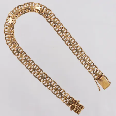 Armband, X-länk med stav, Hedens år 1961, 19cm, bredd 7,7mm, en länk ojämn, 18K  Vikt: 14,9 g