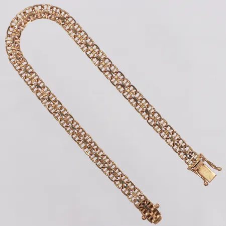 Armband, X-länk med stav, 19cm, bredd 5,3mm, 18K  Vikt: 8,2 g