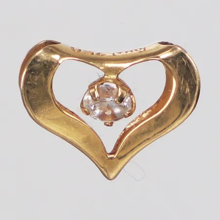 Hänge, hjärta, vit sten, 10mm, 18K  Vikt: 0,3 g