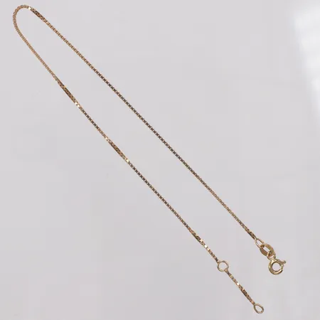 Vristlänk, Venezia, 23/24,7cm, bredd 1mm, 14K  Vikt: 1,8 g