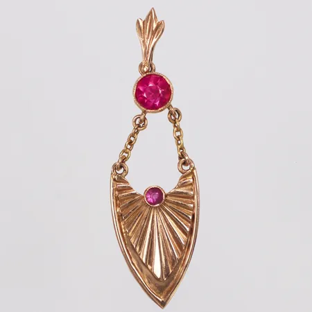 Hänge, röda stenar, 50mm, roséfärgad, 14K  Vikt: 3,9 g