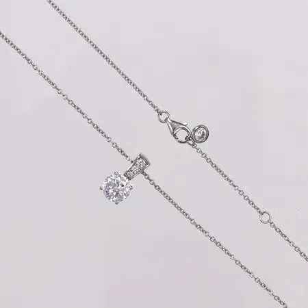 Collier, vita stenar, 41,5/44,5/47,5cm, bredd 1,3mm, 925/1000 silver Vikt: 4 g