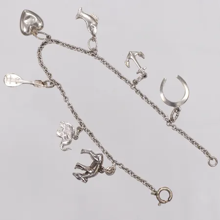 Armband, Ankar, berlocker, 18cm, silver Vikt: 6,2 g