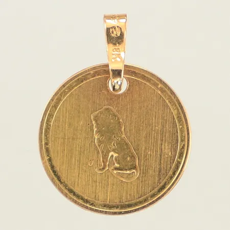 Hänge, lejon, Ø ca 15mm, bucklig ögla, 18K Vikt: 0,7 g