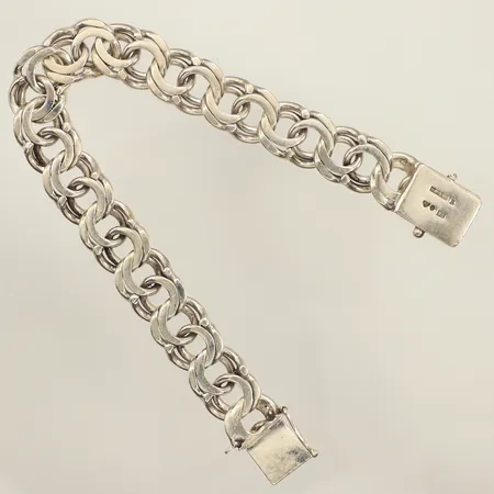 Armband Bismarck, ca 19,5cm, bredd ca 14mm, defekt låsögla, slappt lås,  	Guldvaruaktiebolaget G. Dahlgren & Co Ab år 1949, silver Vikt: 34,9 g