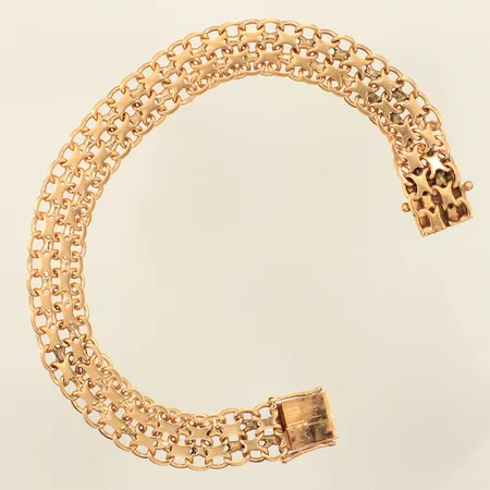 Armband X-länk, längd 19cm, bredd 10,7mm, Norens Guldatelje, år 1966, 18K Vikt: 20,8 g