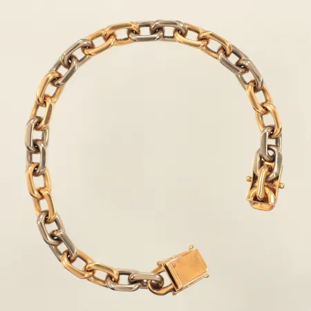Armband Ankar, tvåfärgad, längd 19cm, bredd 7,7mm, Clareus Guldsmeds Ab, år 1989, 18K Vikt: 39,3 g