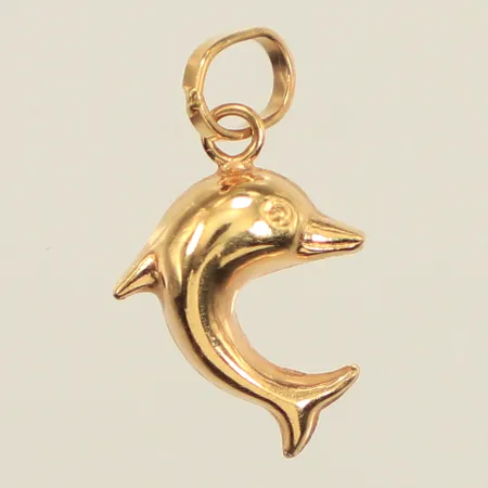 Hänge delfin, ca 15mm, bredd ca 9mm, 18K Vikt: 0,4 g