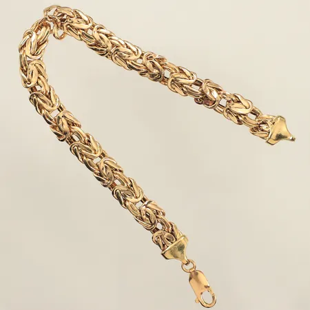 Armband, längd 20cm, bredd 7,5mm, defekt länk, lås i 18K, 14K  Vikt: 11,4 g