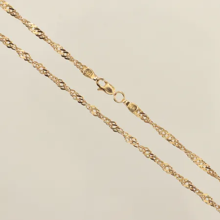 Kedja Singapore, längd 57cm, bredd 2,7mm, Midas, 14K  Vikt: 6 g