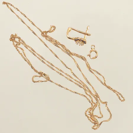 Kedja, udda örhänge, lås, defekt, skadat, 14K Vikt: 1,6 g