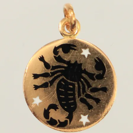 Hänge, skorpion, Ø13mm, 18K  Vikt: 1,6 g