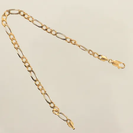 Armband Figaro, längd 18cm, bredd 3,4mm, tvåfärgat, 18K Vikt: 4,6 g